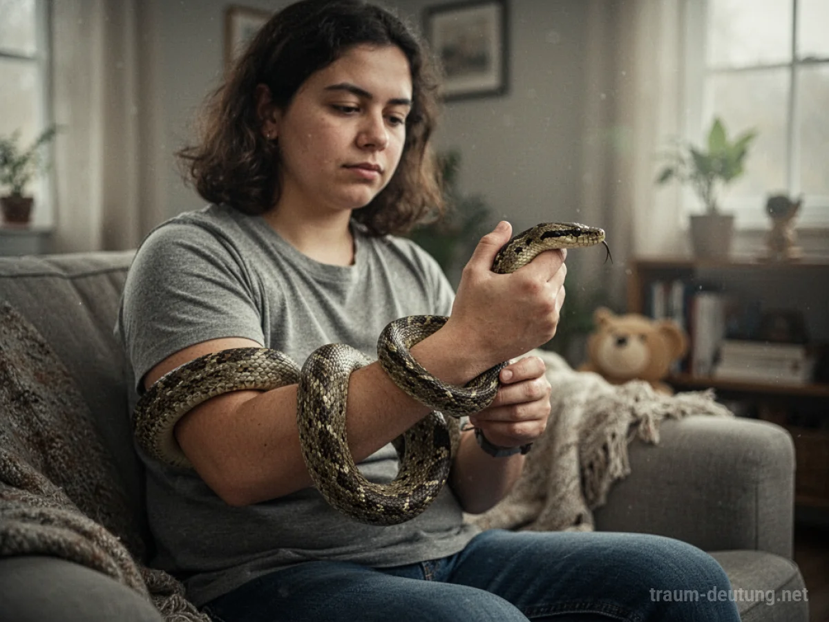Person hält eine Schlange als Haustier in der Hand