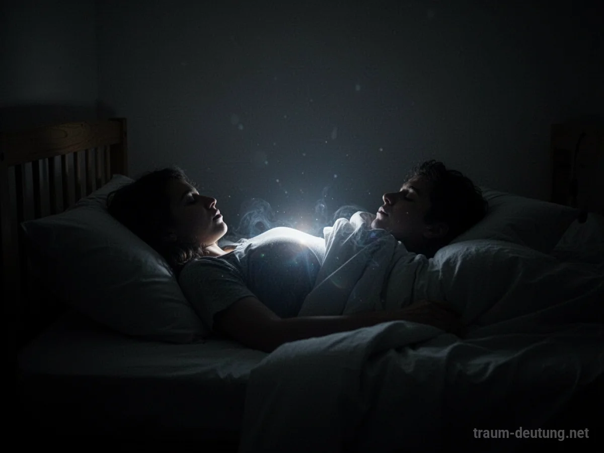 Silhouette einer Person im Bett, umgeben von Dunkelheit.