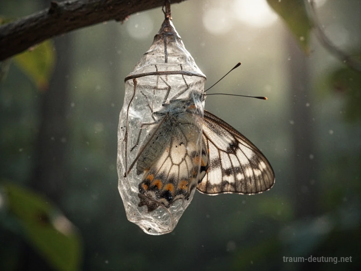Schmetterling im Kokon, kurz vor dem Schlüpfen
