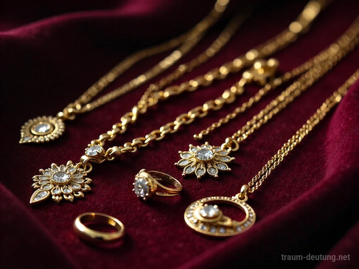 Goldener und silberner Schmuck auf Samt