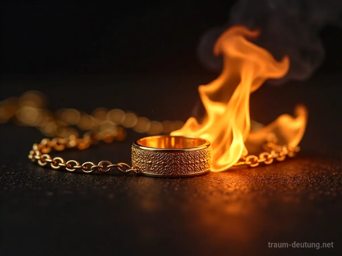 Goldener Schmuck brennt im Flammen
