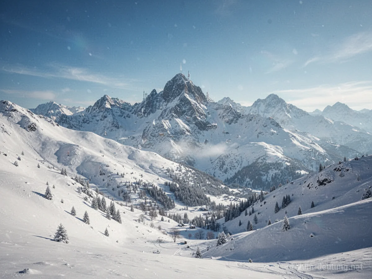 Weite Schneelandschaft auf hohen Bergen unter klarem Himmel