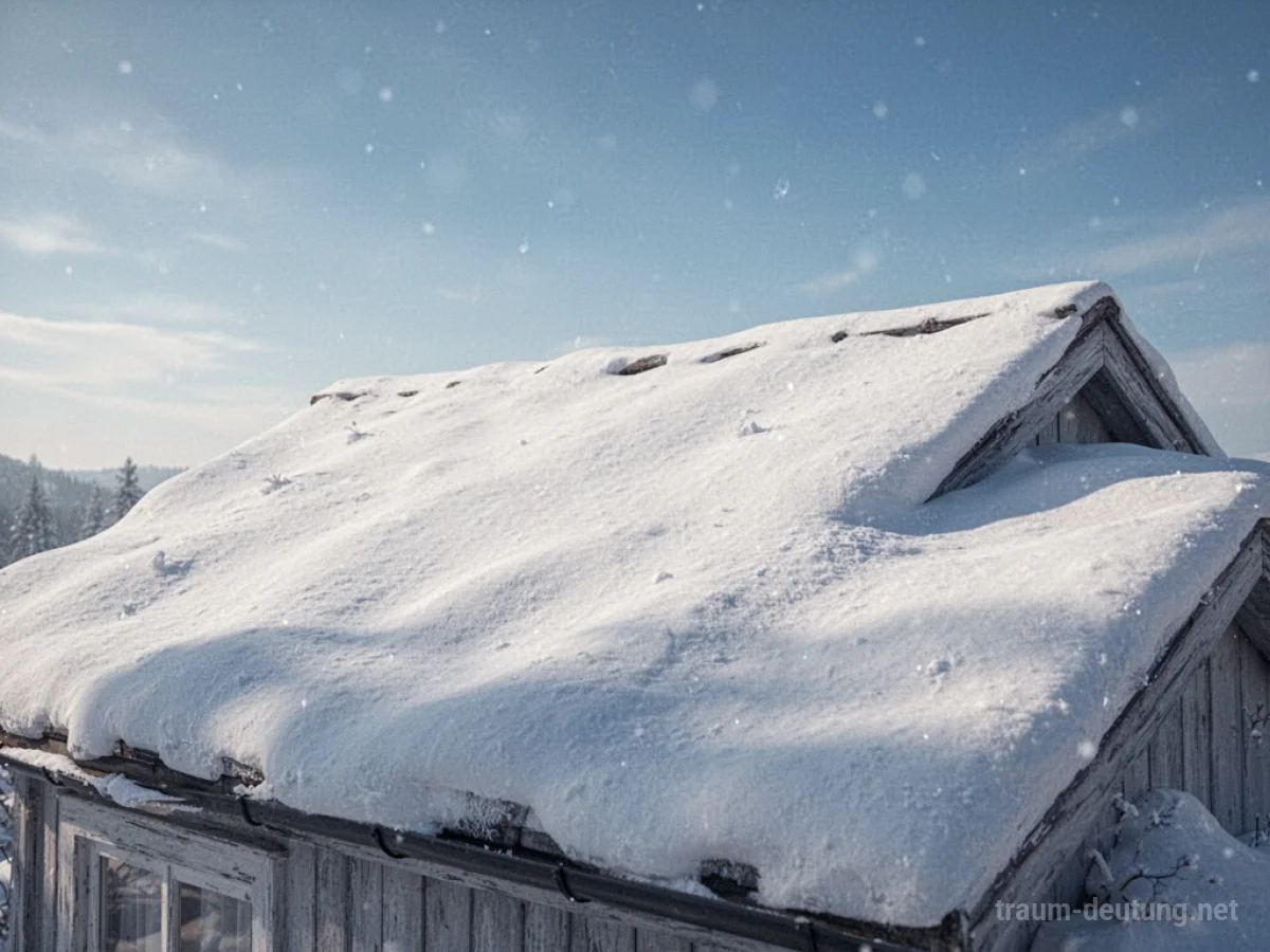 Ein Dach, das vollständig mit einer dicken Schneedecke bedeckt ist.