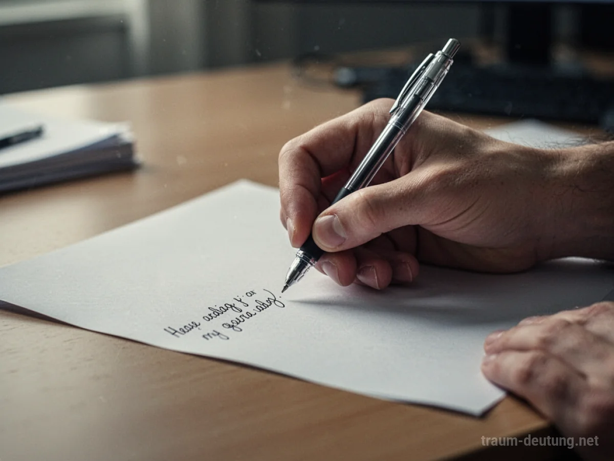 Hand schreibt schnell und fehlerfrei auf Papier