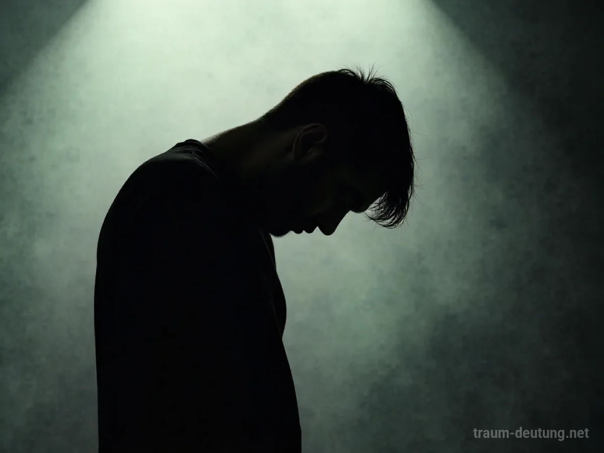 Silhouette einer Person mit gebeugten Schultern, die eine Last trägt