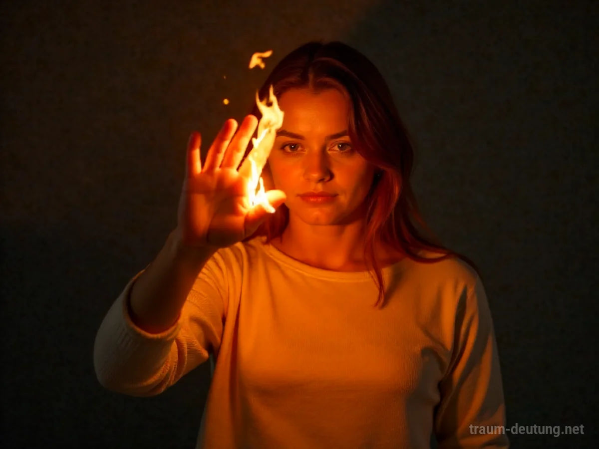 Person schützt sich vor einer stilisierten Flamme