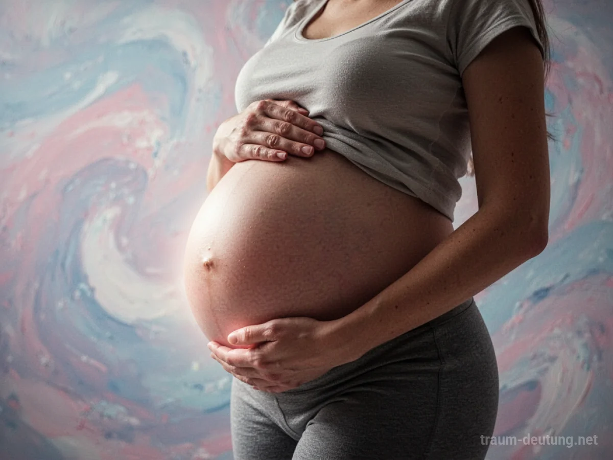 Ein sanft beleuchteter Schwangerschaftsbauch, der ein inneres Leuchten ausstrahlt.