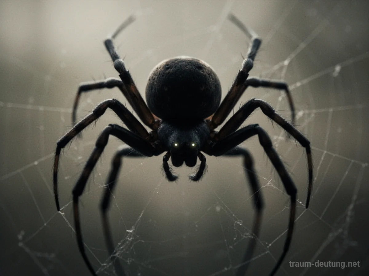 Silhouette einer schwarzen Spinne mit leuchtenden Augen