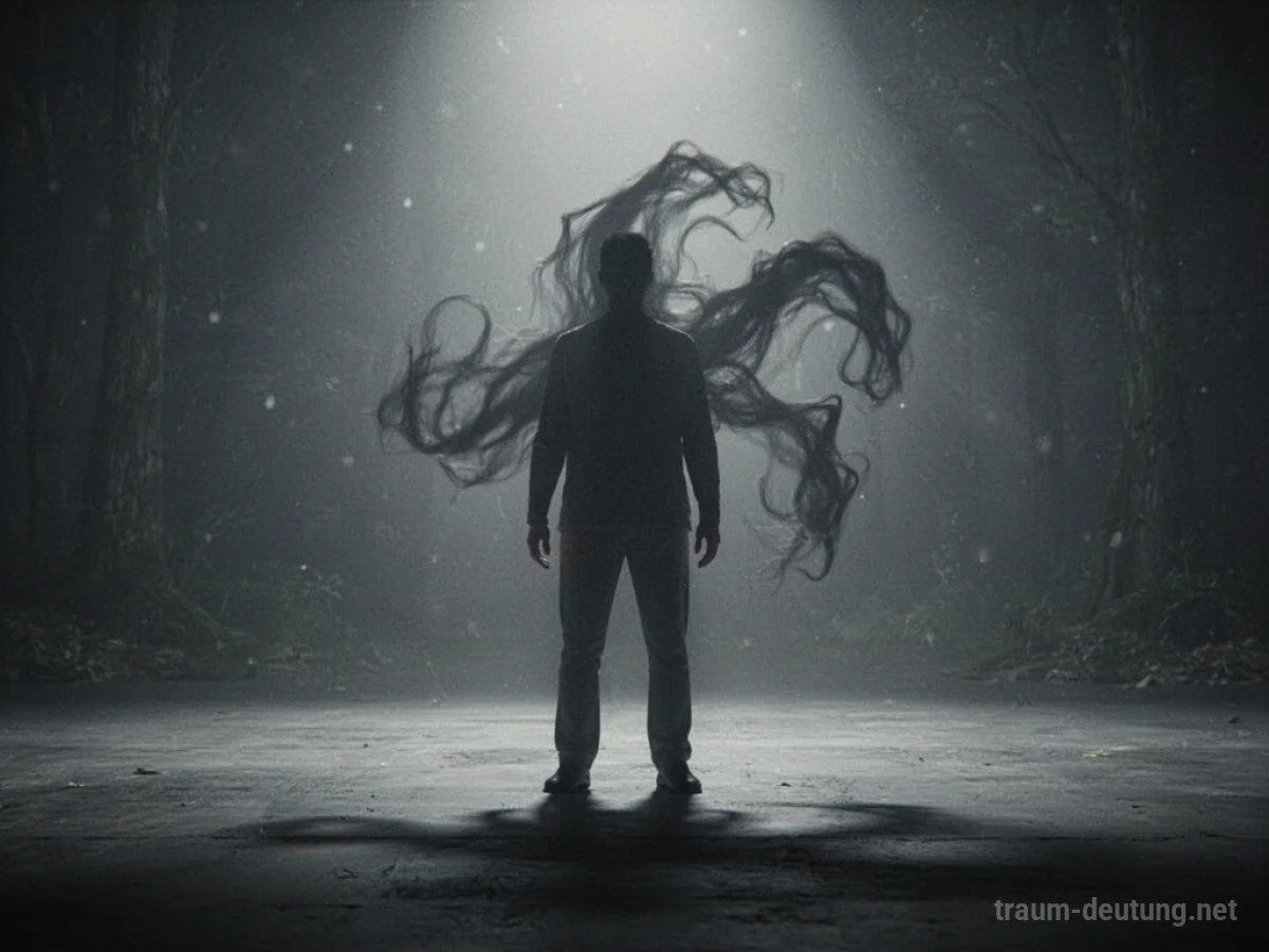 Schatten einer Person, die sich in eine abstrakte Form wandelt