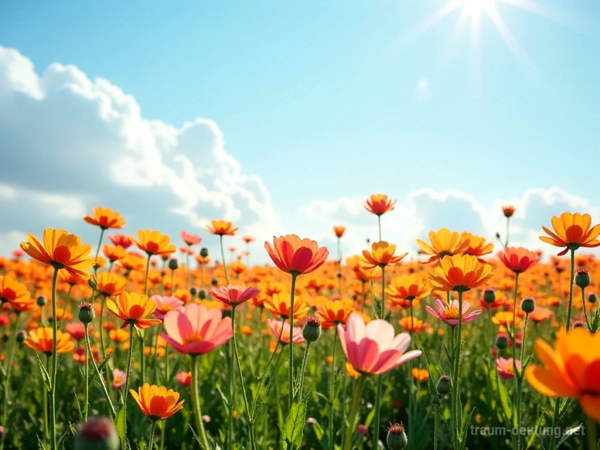 Sommerblumen in voller Blüte auf einer sonnigen Wiese