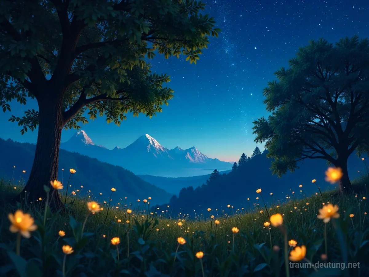 Friedliche Sommernacht mit Sternenhimmel und Glühwürmchen