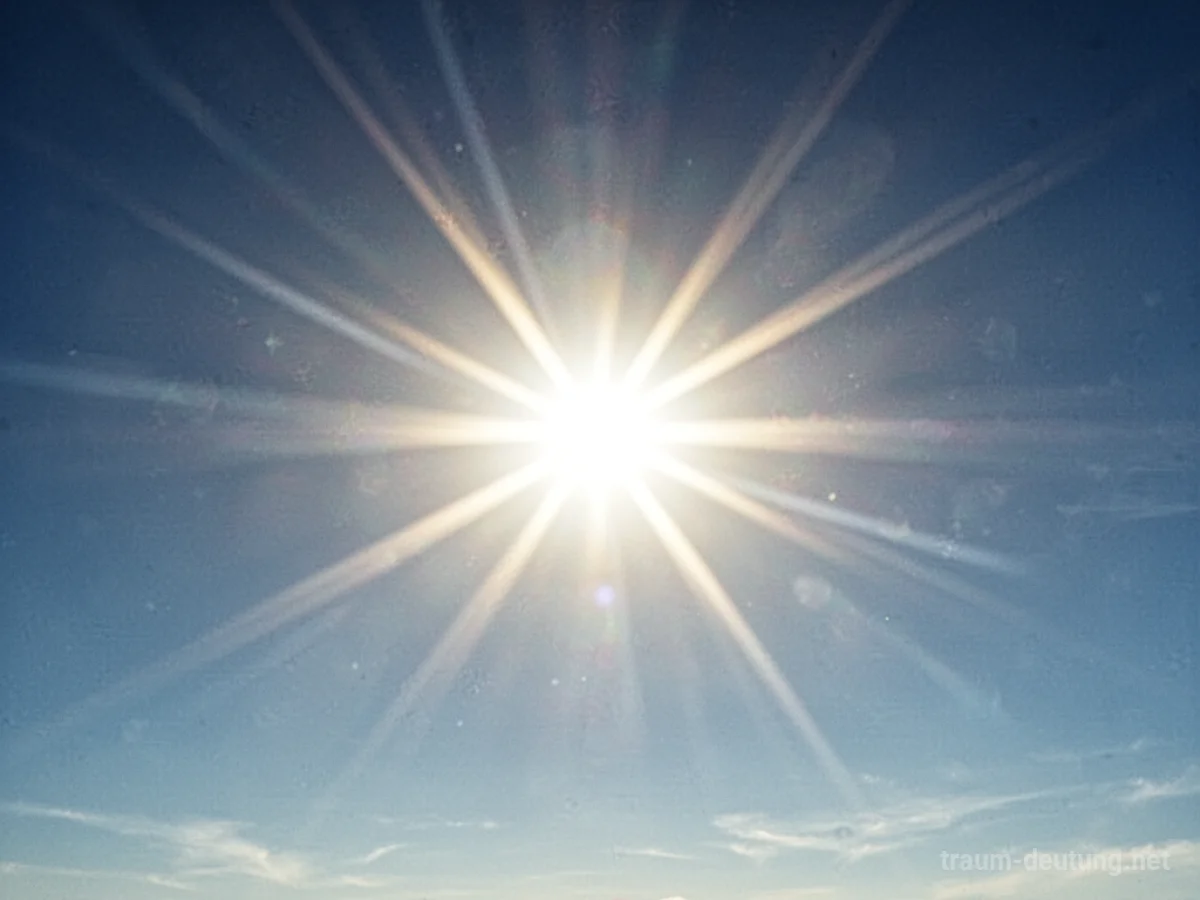 Sonne strahlt hell am blauen Himmel