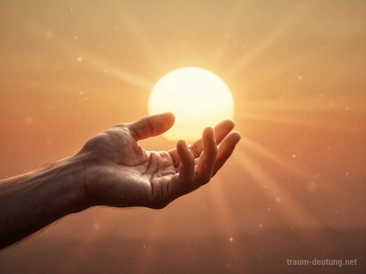 Hand streckt sich nach der Sonne im Traum