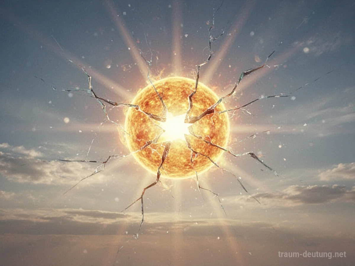 Symbolische Darstellung einer zerbrechenden Sonne am Himmel