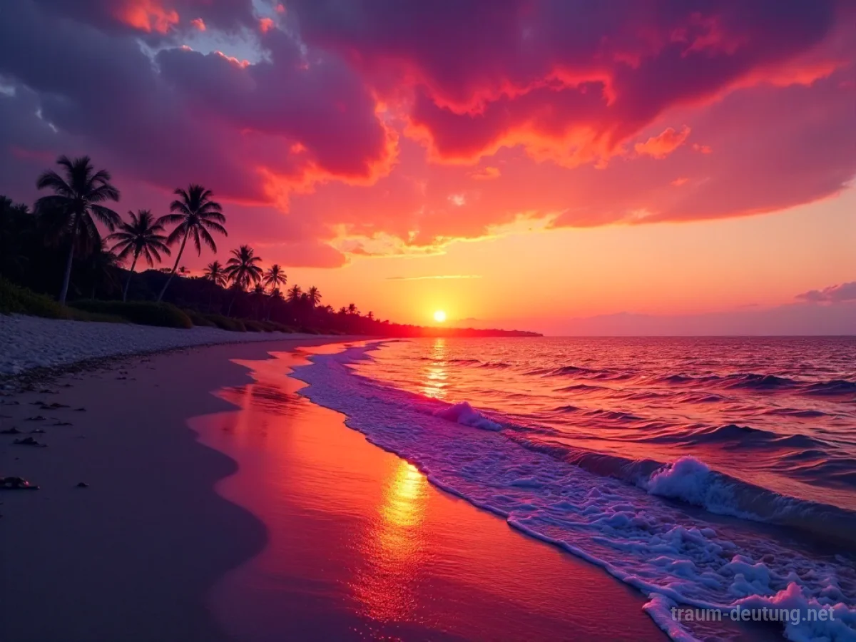Sonnenuntergang am Strand mit leuchtendem Himmel