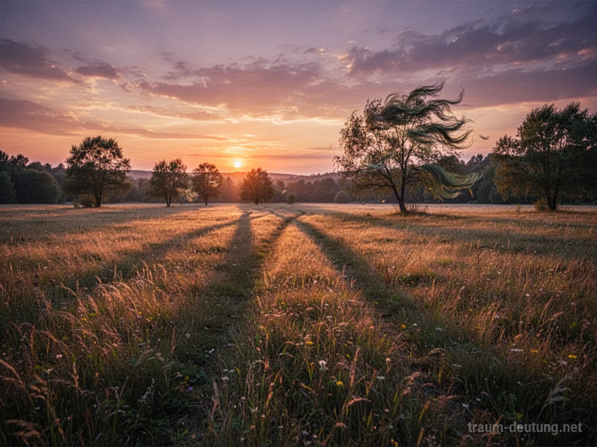 Später Sommerabend mit langen Schatten über einem goldenen Feld.