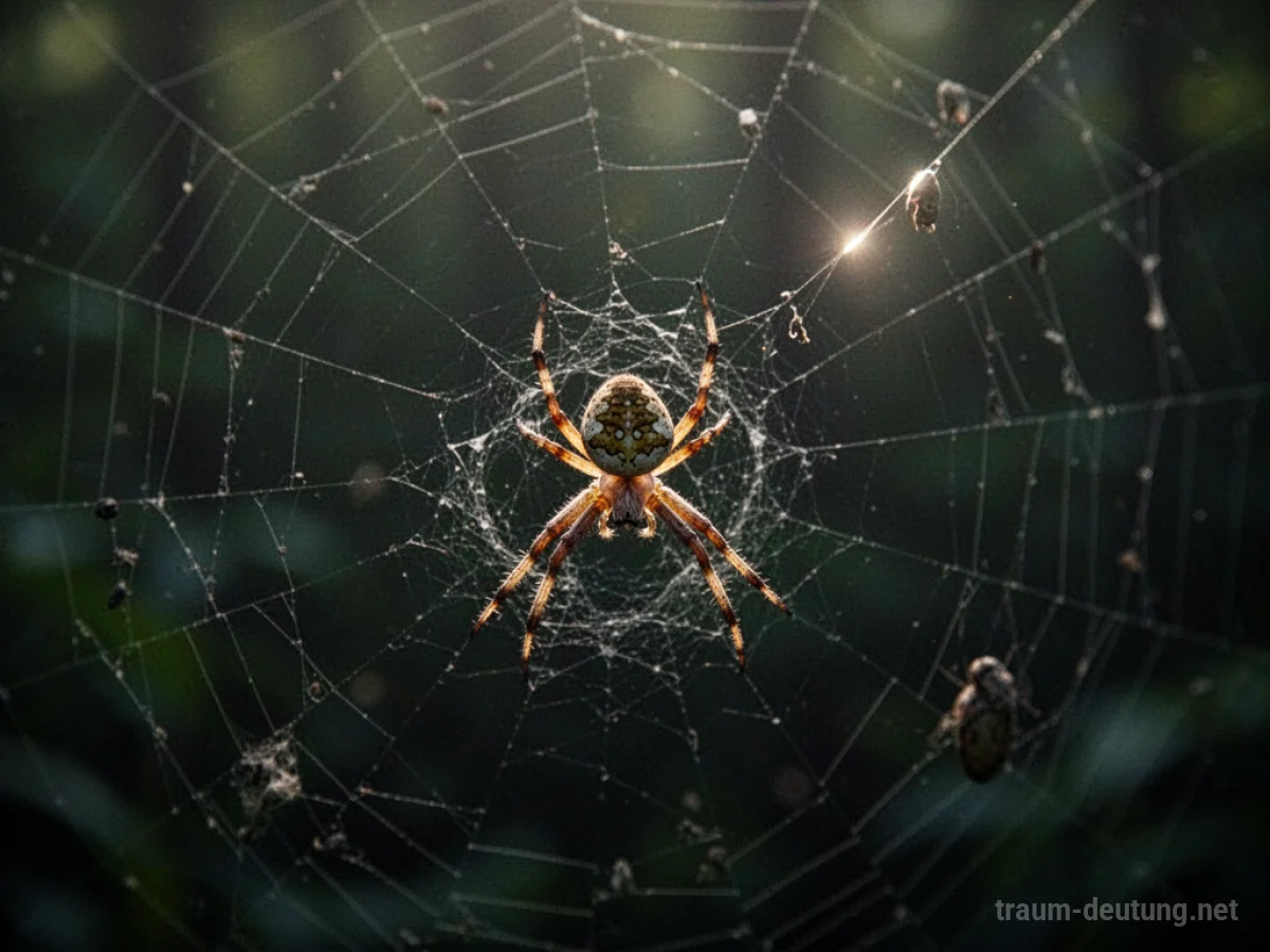 Spinne sitzt in ihrem Netz und wartet auf Beute