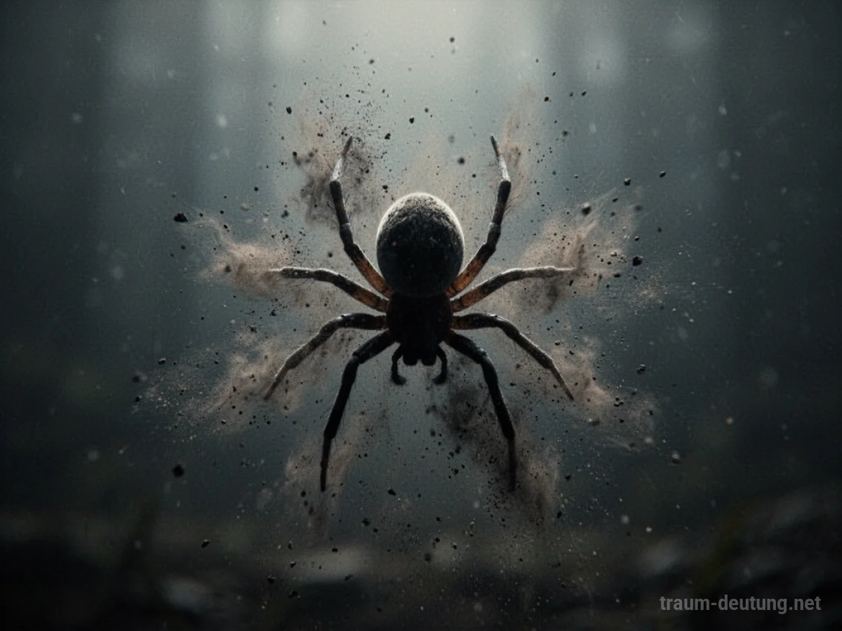 Spinne löst sich zu Staub auf im Traum