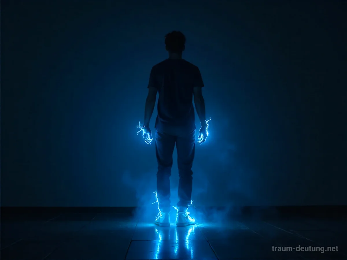 Silhouette einer Person, um die elektrische Energie knistert