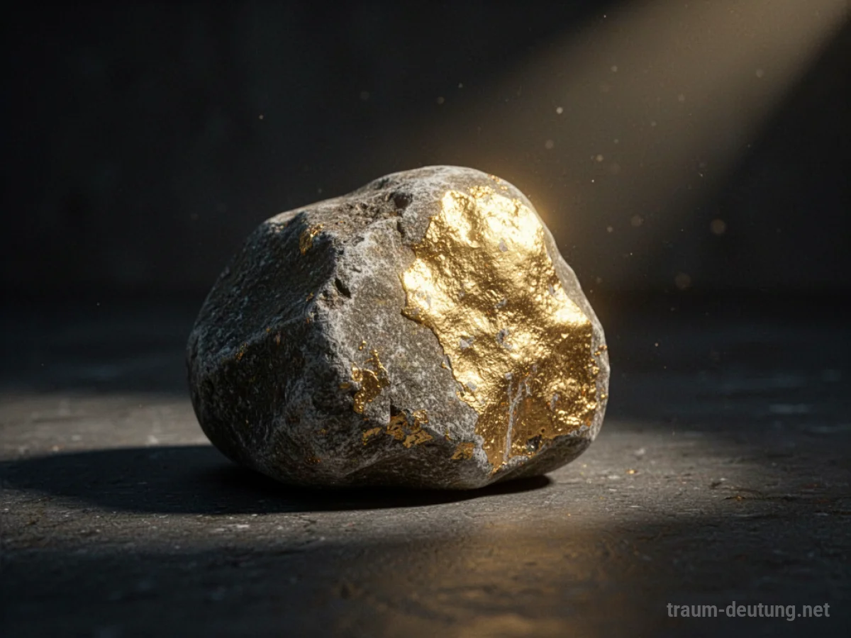 Ein Stein, der sich in Gold verwandelt, beleuchtet von einem Lichtstrahl.