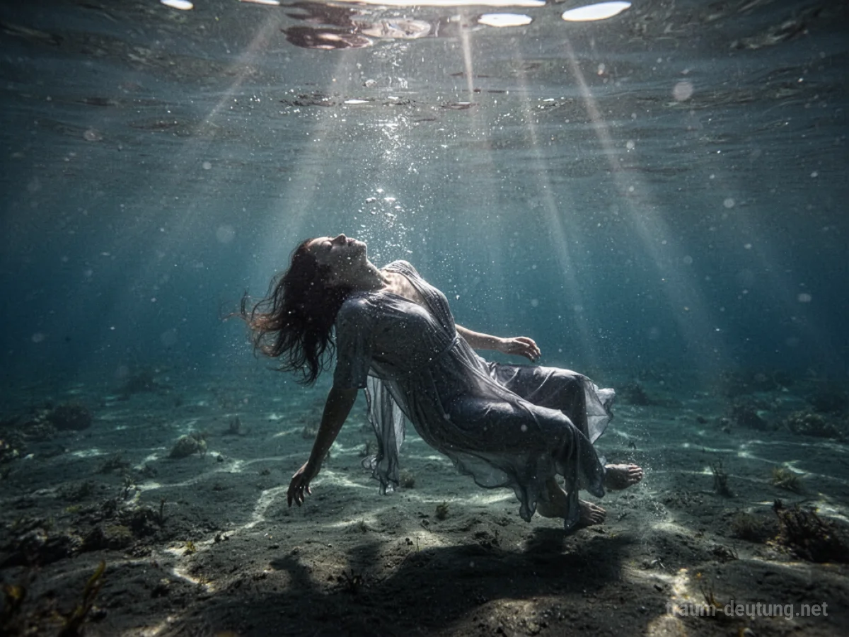 Silhouettenhafte Darstellung einer Person, die im Wasser untergeht