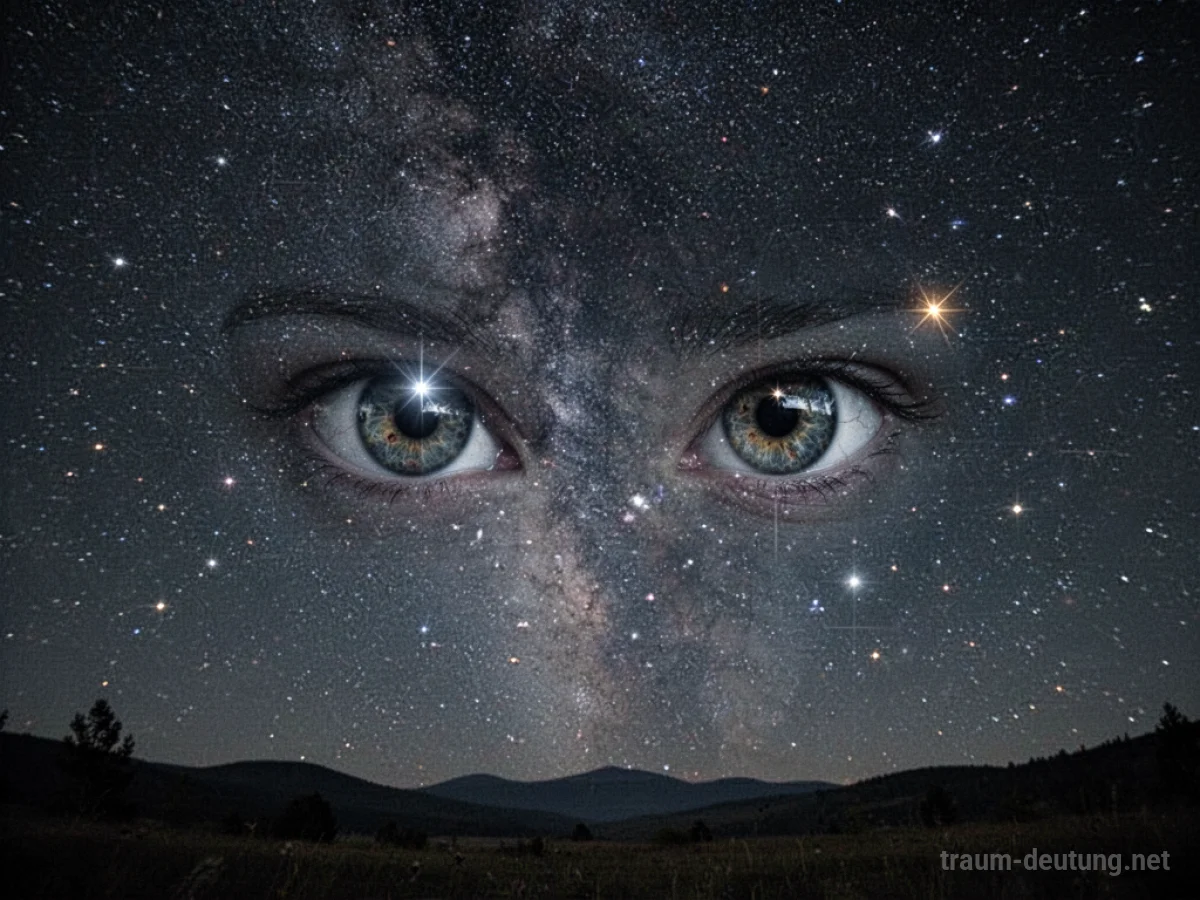 Sternenhimmel mit zwei Sternen, die wie Augen aussehen