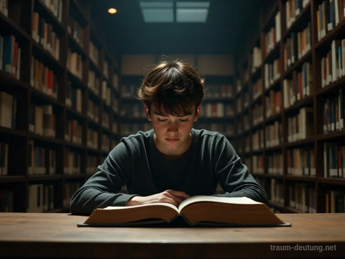 Student lernt konzentriert in einer alten Bibliothek