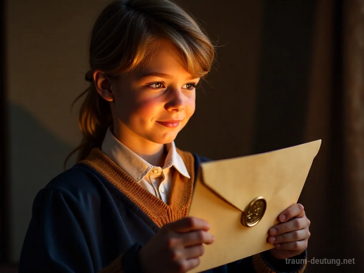 Ein Student erhält einen Brief mit einem goldenen Siegel, der Erfolg und neue Möglichkeiten symbolisiert.