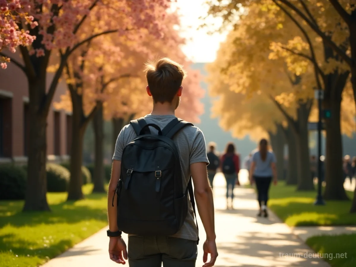 Junge Person genießt Studentenleben auf sonnigem Campus