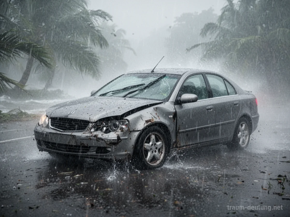 Auto wird von einem Sturm beschädigt