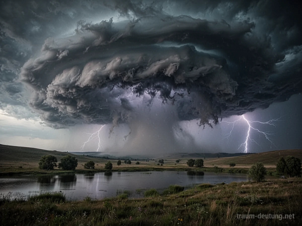 Dunkle, aufziehende Sturmwolken über einer Landschaft