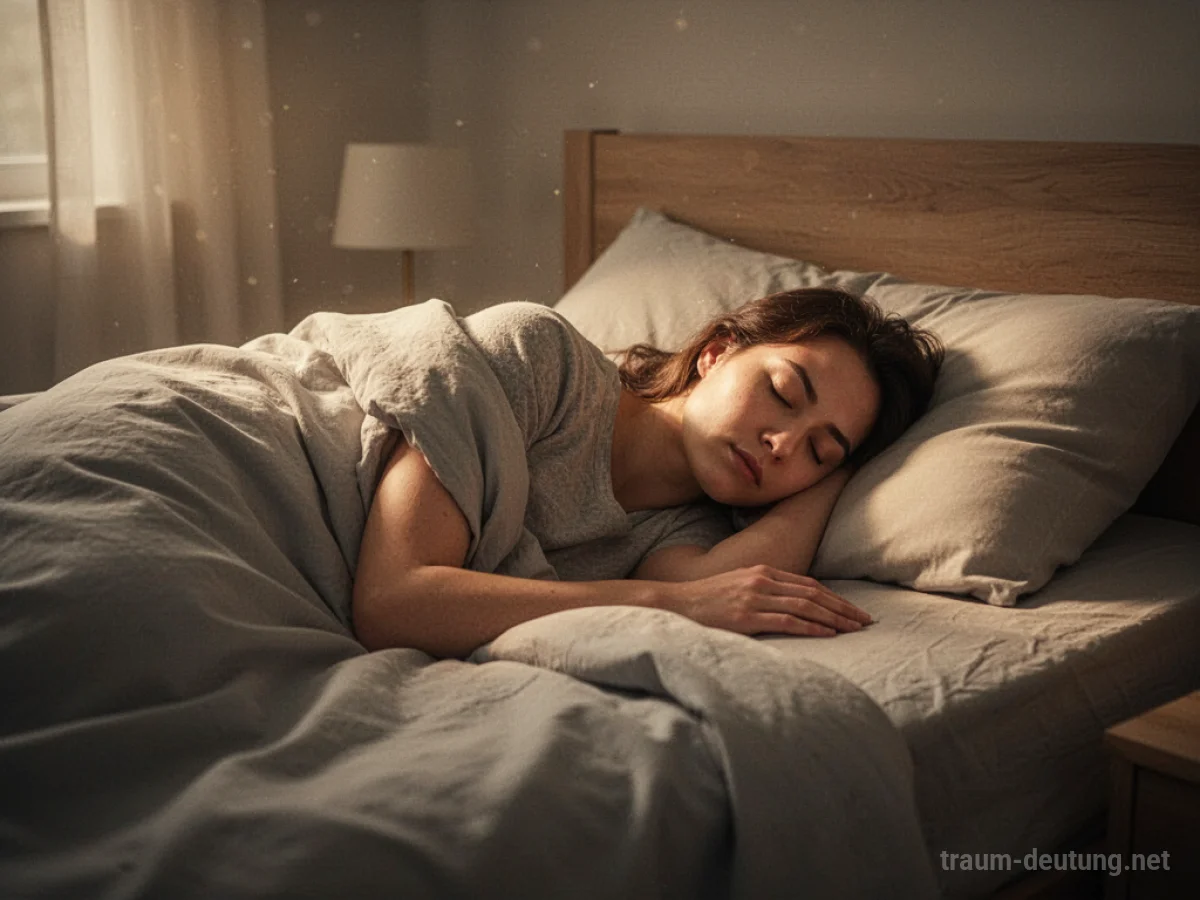 Person schläft tief und ruhig in einem gemütlichen Bett.