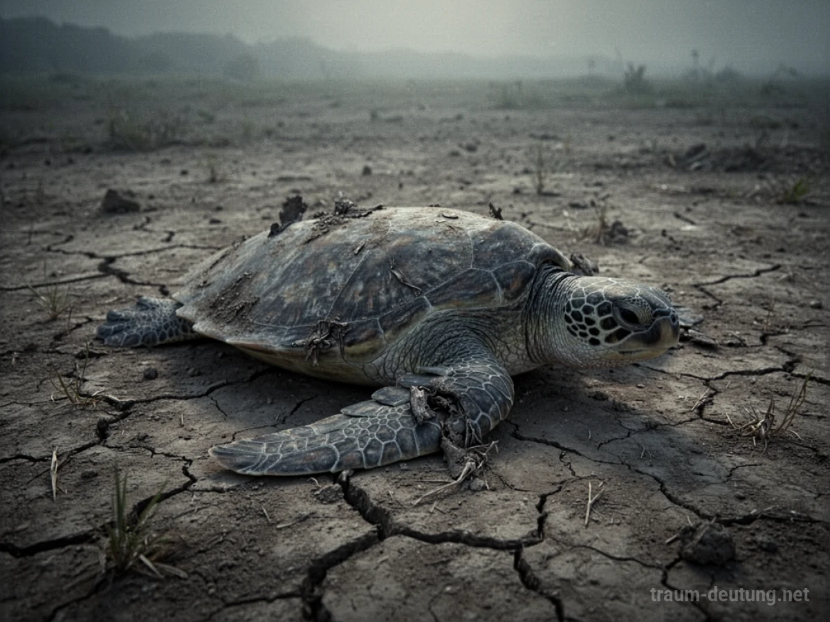 Tote Schildkröte auf trockenem Boden