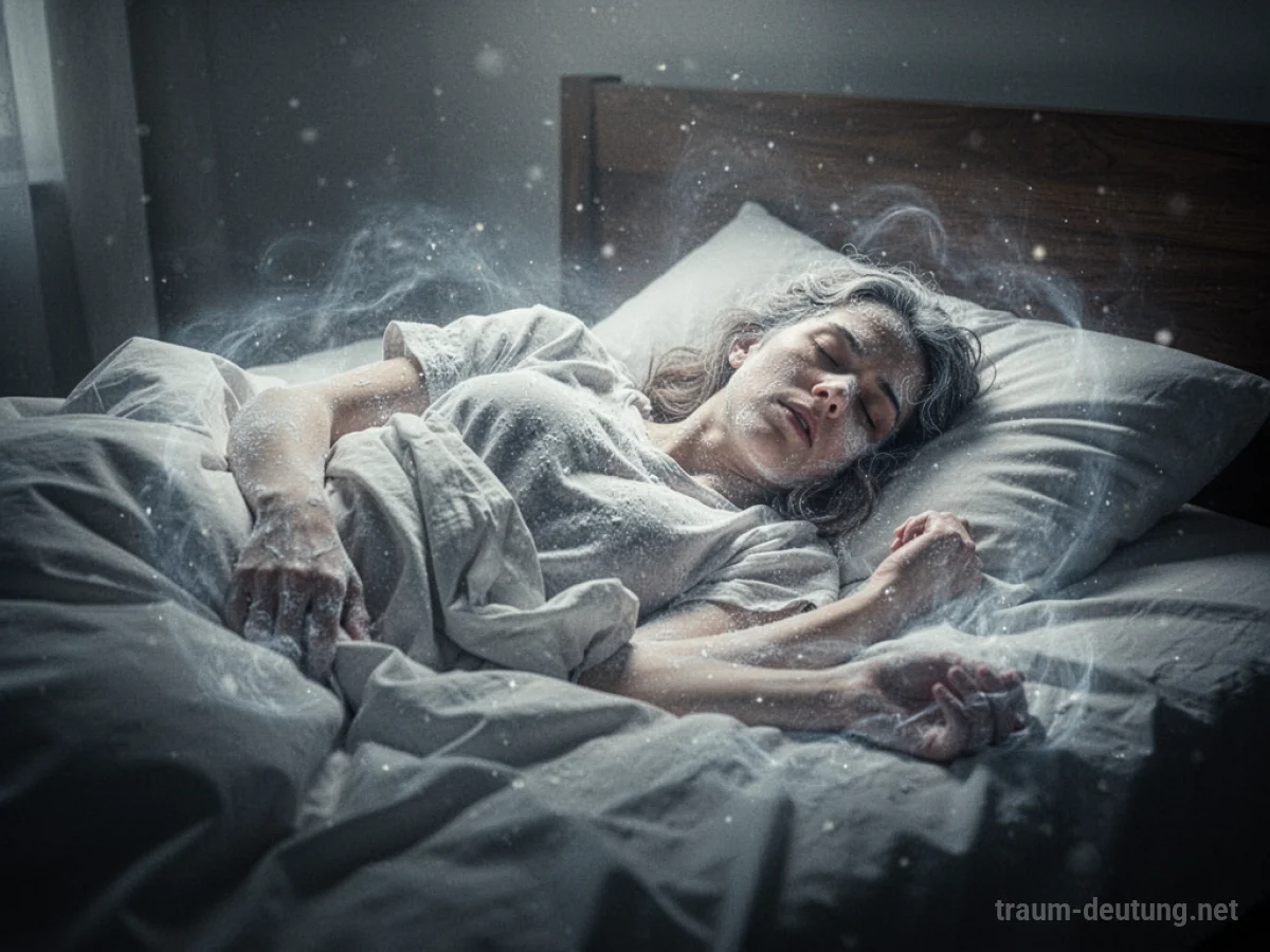 Person liegt im Bett und kann sich im Traum nicht bewegen