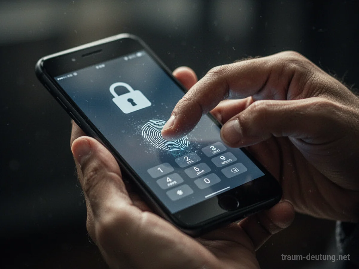 Hand versucht, ein gesperrtes Smartphone zu entsperren
