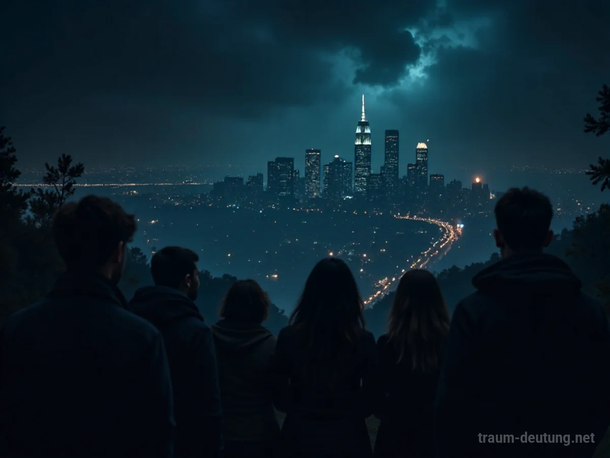 Dunkle Stadt bei Nacht, bei der alle Lichter erlöschen und nur noch Schatten zu sehen sind.
