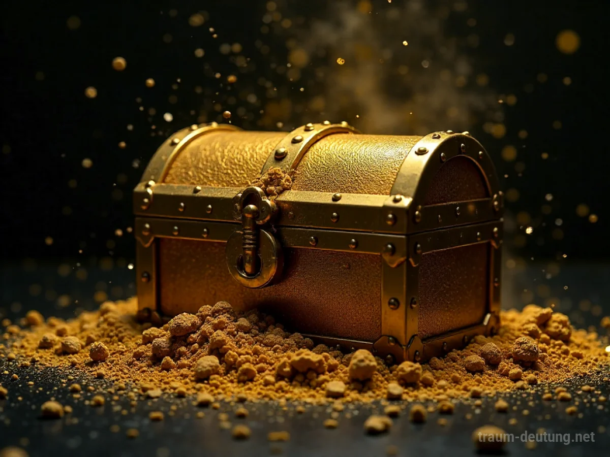 Ein Schatz zerfällt zu Staub, symbolisiert Verlust und Vergänglichkeit.