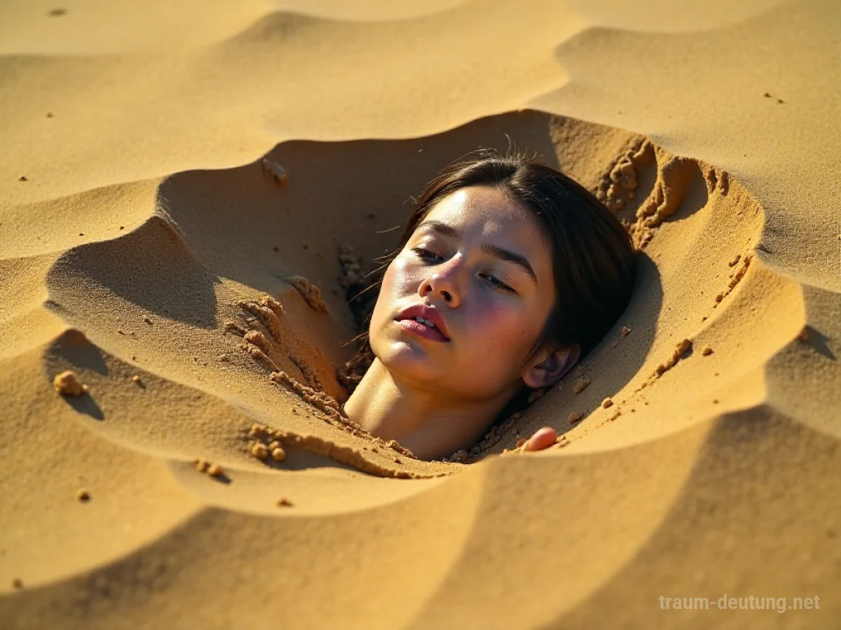 Person wird von Sand unter sich begraben