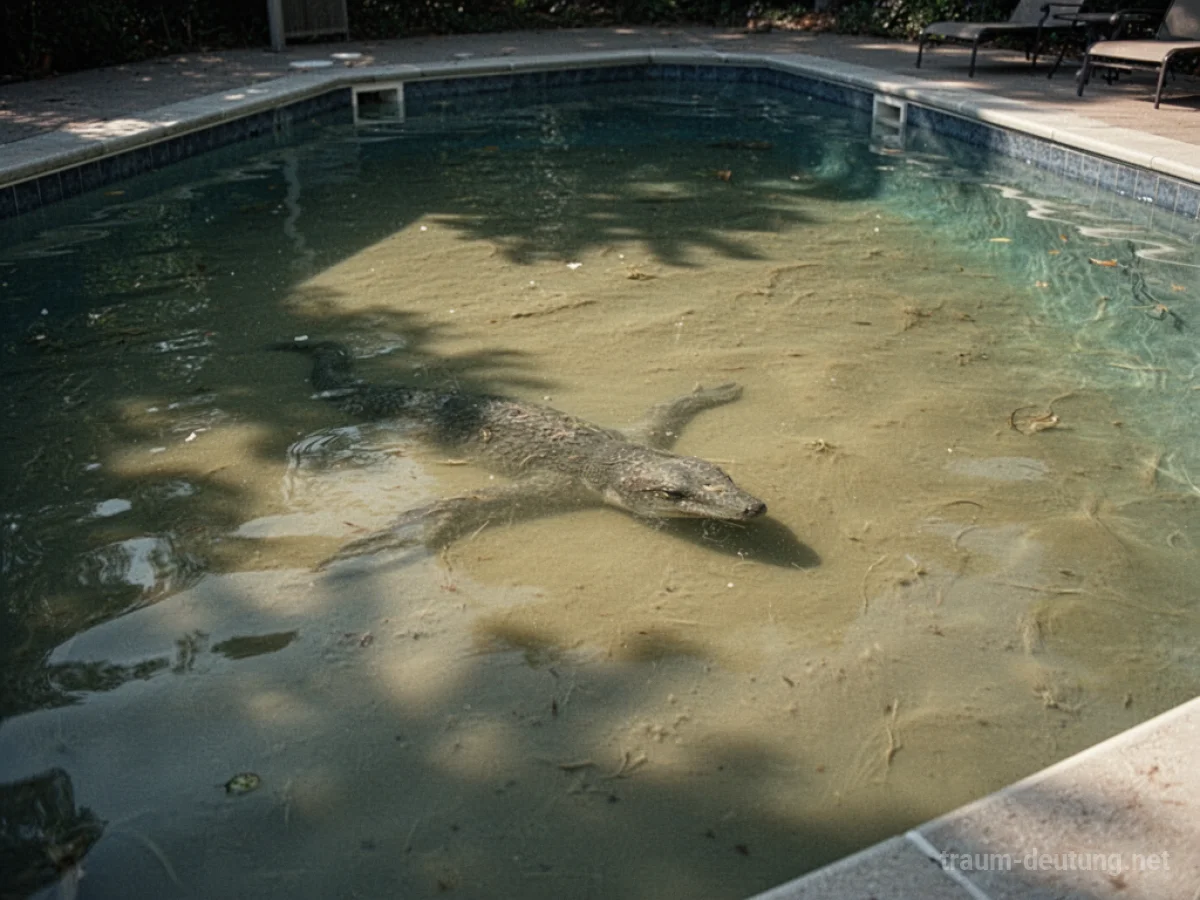 Schwimmbad mit verfärbtem, trübem Wasser
