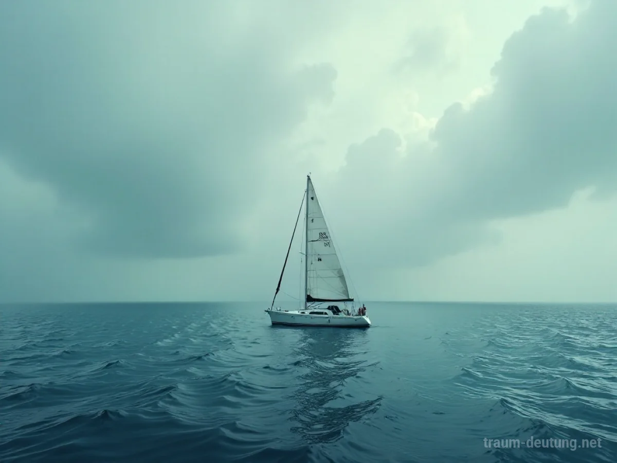 Ein einzelnes, leeres Segelboot treibt auf dem offenen Meer.