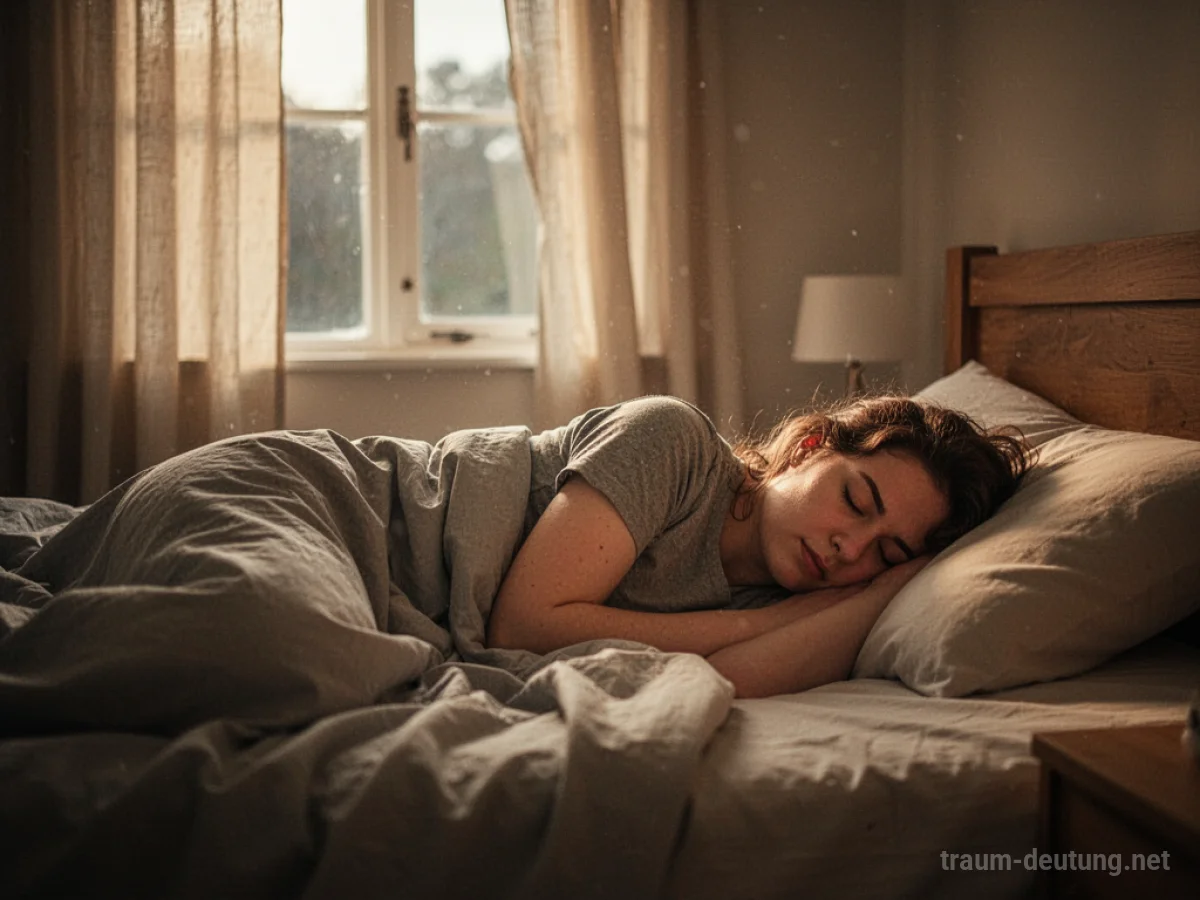 Eine Person schläft tief und fest in einem gemütlichen Bett.