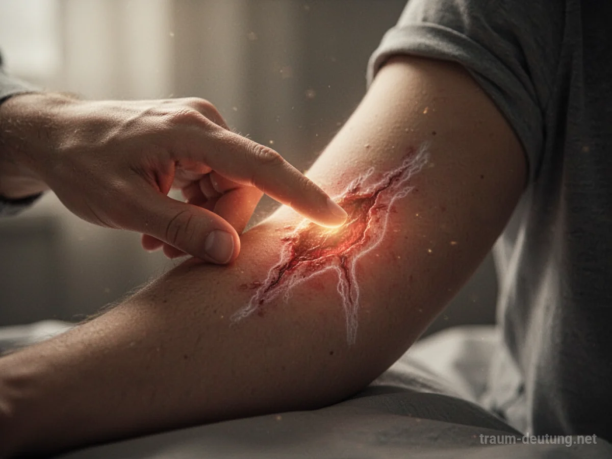 Hand berührt schmerzende Stelle, die mit sanftem Licht geheilt wird