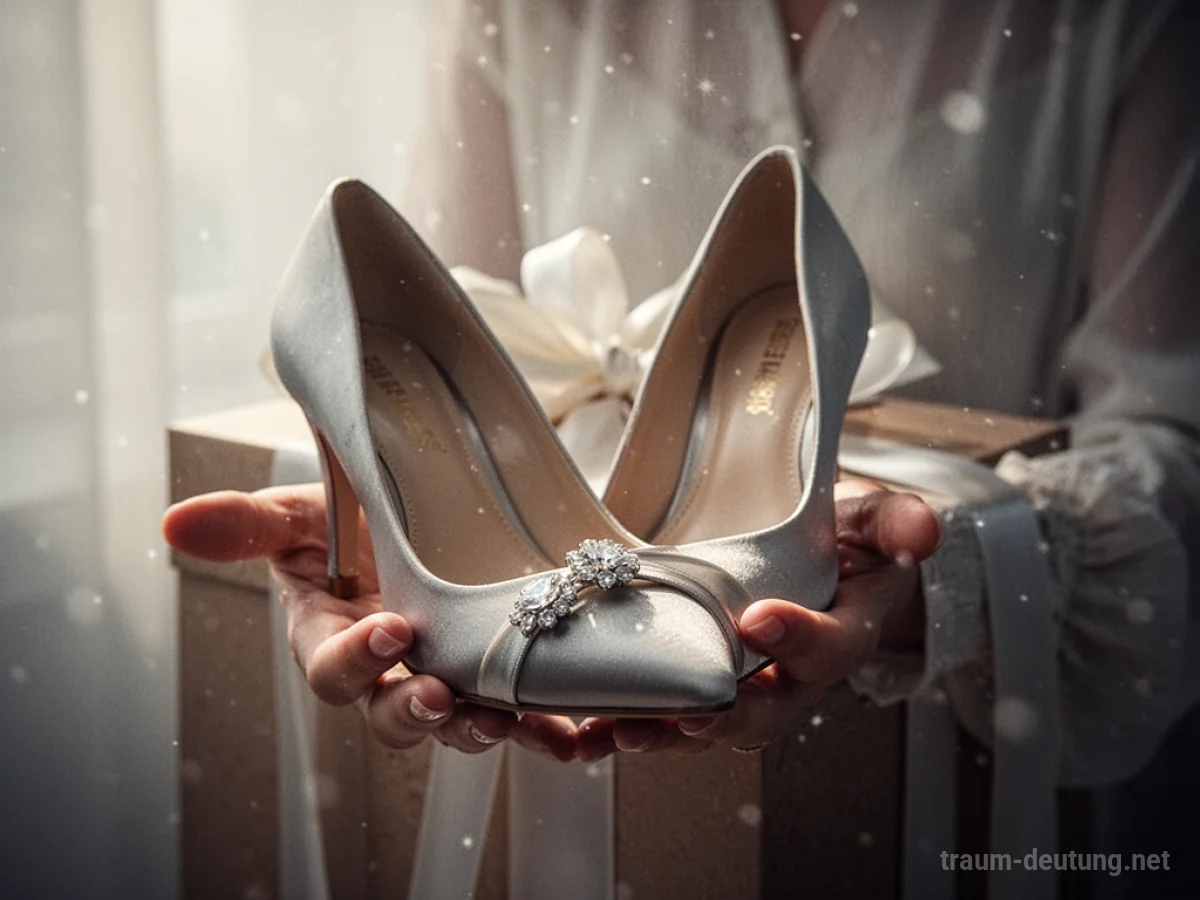 Neue Schuhe als Geschenk erhalten, die von einer Person überreicht werden.