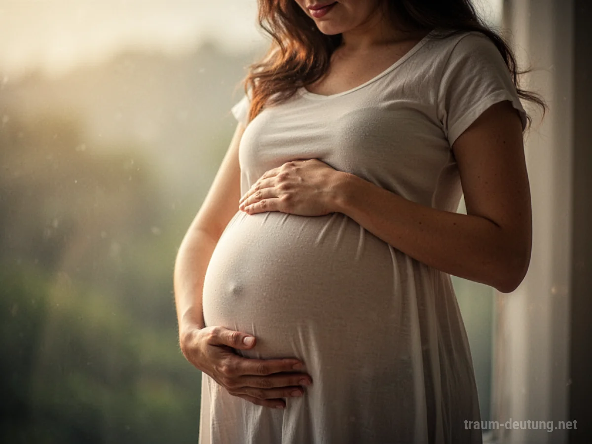 Frau mit wachsendem Bauch, die sich schwanger fühlt