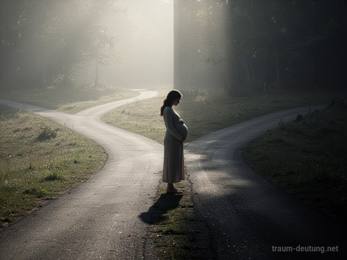 Schwanger und abtreiben im Traum: eine Silhouette an einer Weggabelung