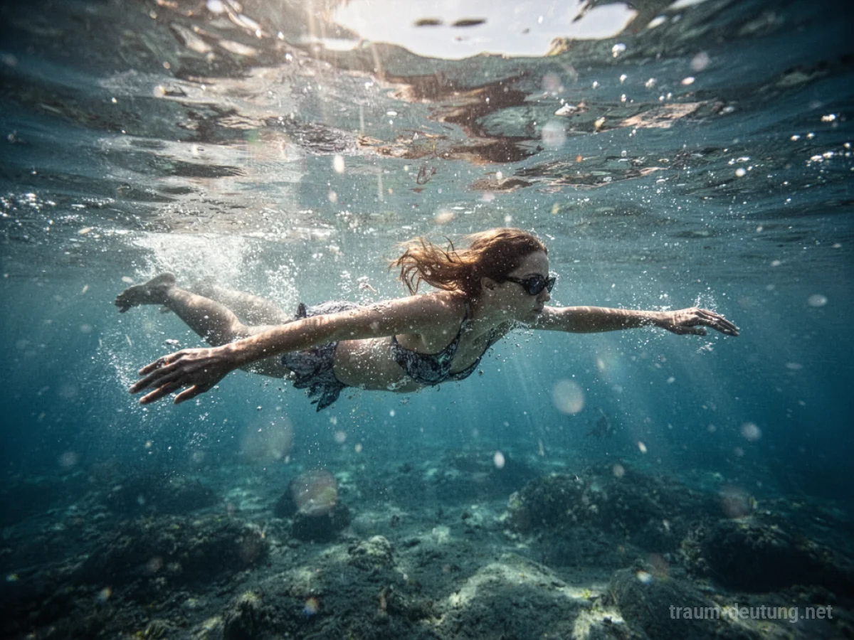 Eine Person schwimmt friedlich in klarem Wasser.