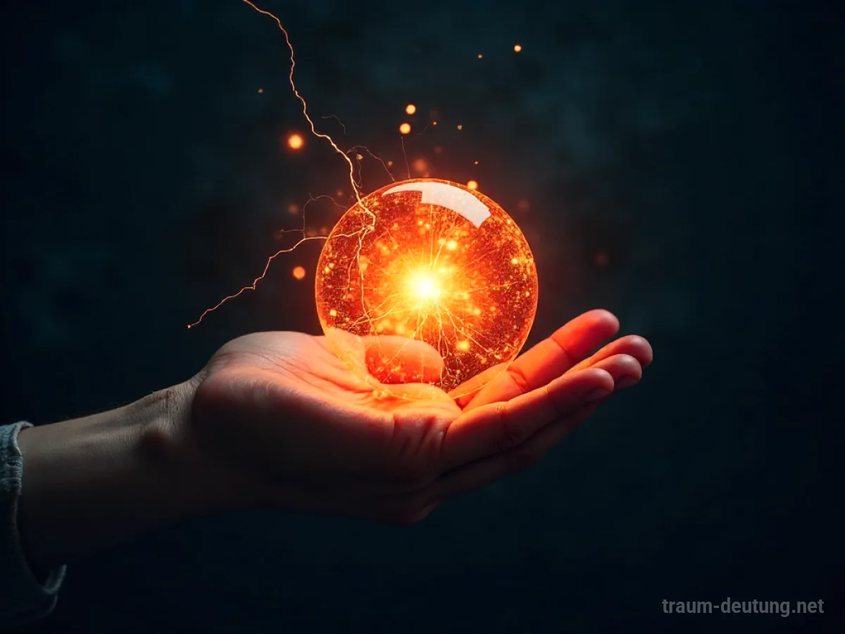 Eine Hand hält einen leuchtenden Energieball, aus dem Stromlinien aufsteigen.