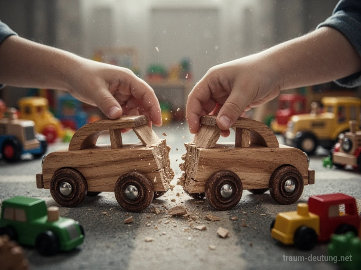 Ein Kind zerstört ein Spielzeugauto im Traum
