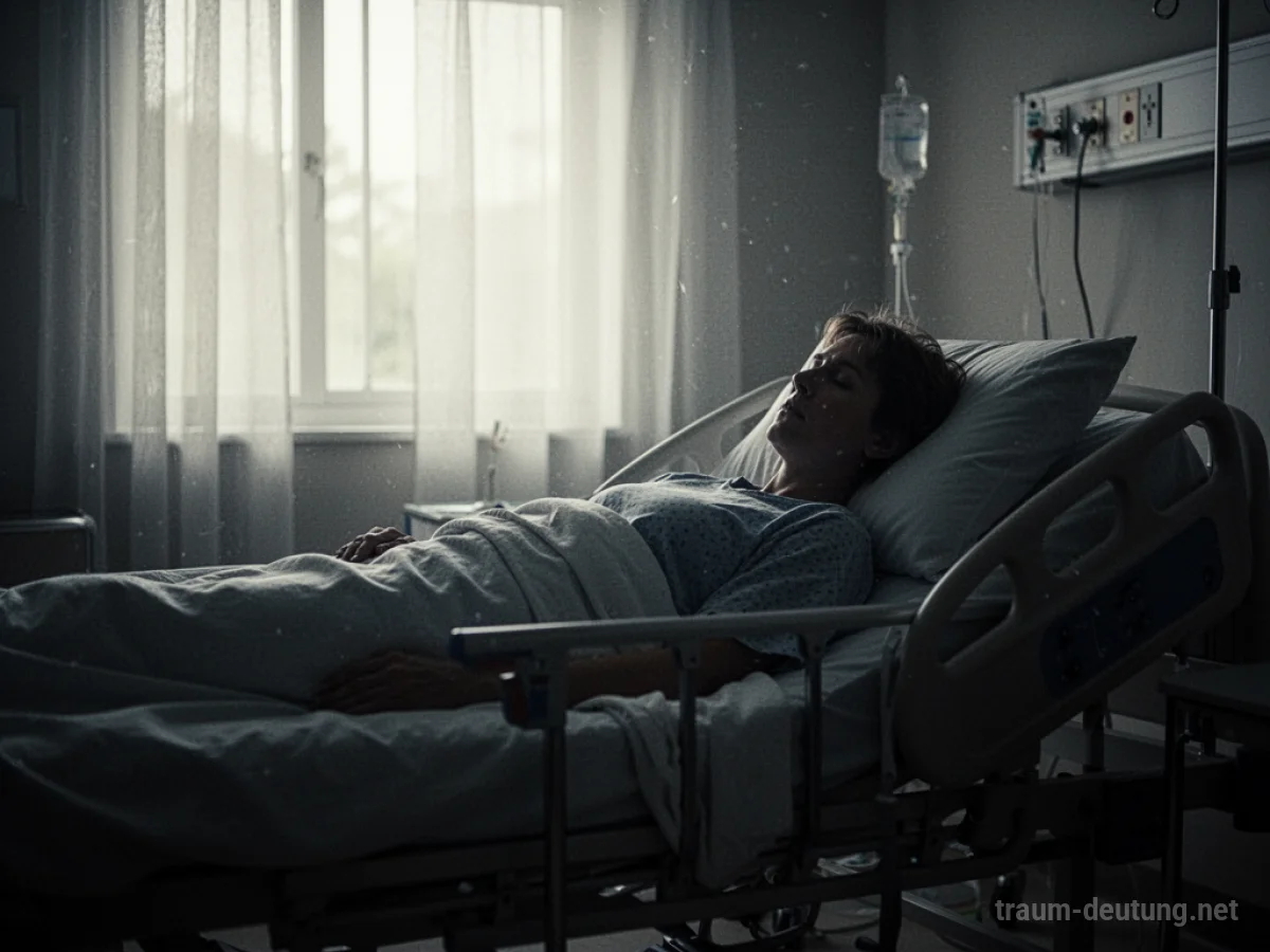 Silhouette einer Person im Bett in einem Krankenzimmer mit sanftem Licht