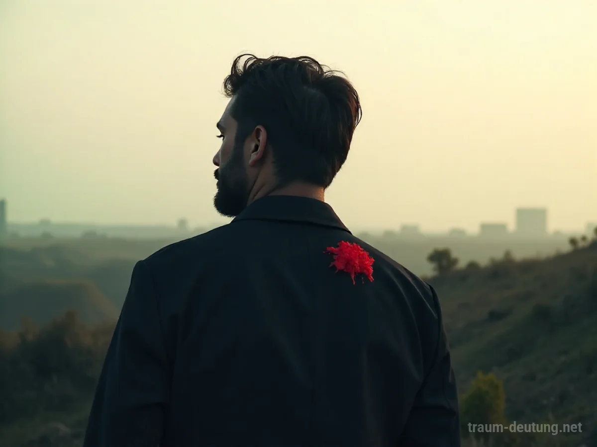Silhouettenbild einer Person mit einem roten Fleck auf der Schulter